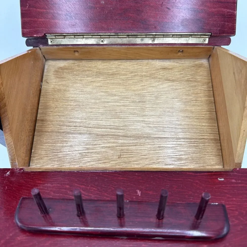Vintage Cabin Sewing Box/Stash Box/Bank 10”X6.5”X6.5” AA Importing, Taiwan